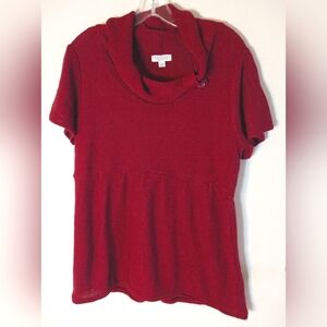 GREAT NORTHWEST WOMEN'S PLUS SIZE 1X RED/CRANBERRY SWEATER TOP SHORT SLEEVE NWOT